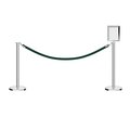 Montour Line Stanchion Post & Rope Kit Pol.Steel, 2FlatTop 1Green Rope 8.5x11V Sign C-Kit-1-PS-FL-1-Tapped-1-8511-V-1-PVR-GN-PS